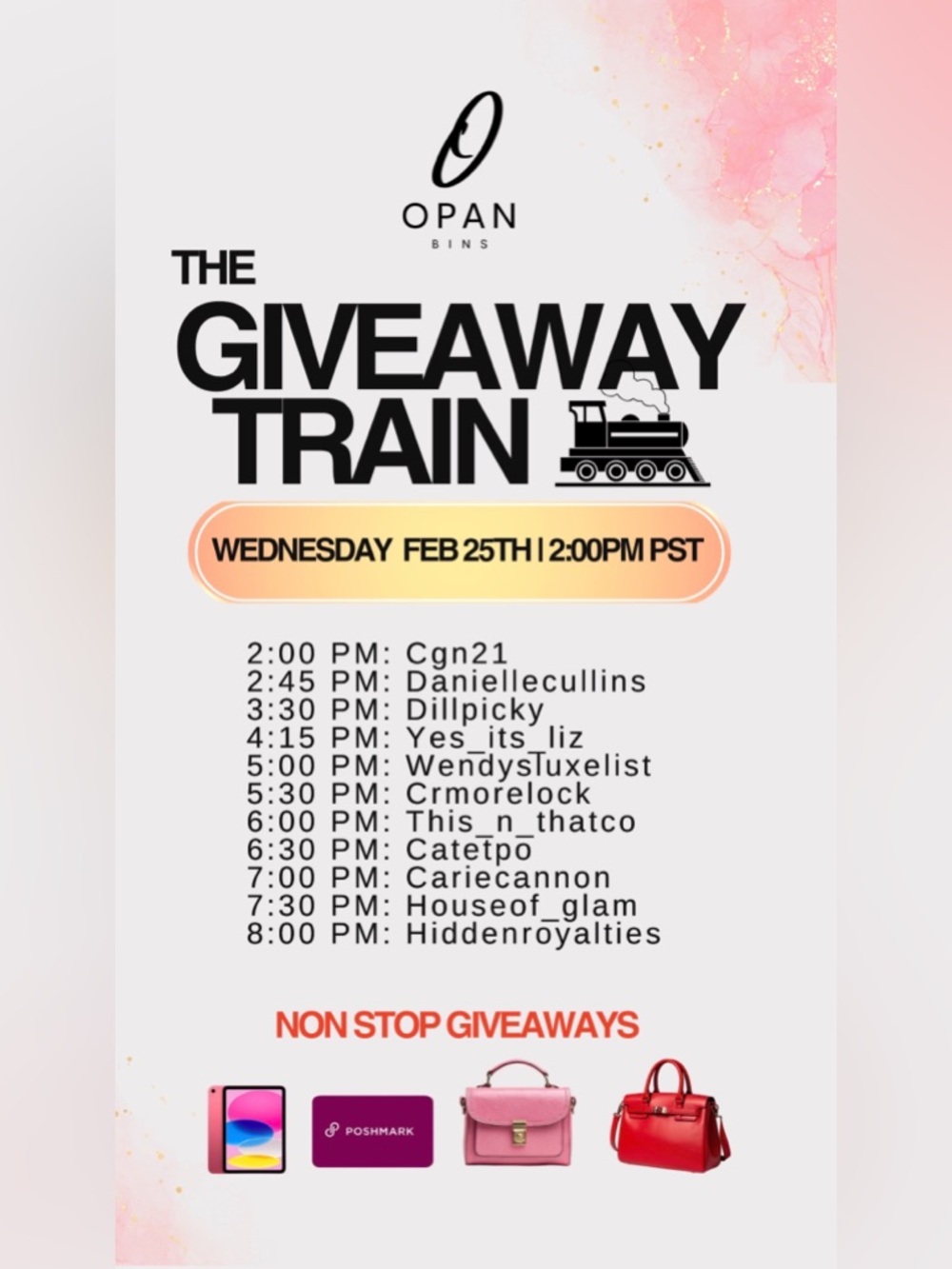 Show Title: Non Stop Givys - Opan Bins Giveaway Train